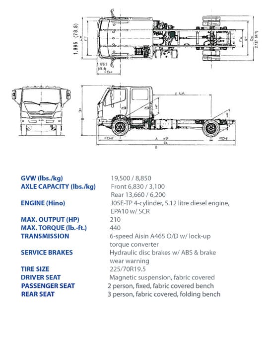 2013 HINO 195 Crew Cab Specifications